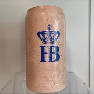 Vintage Stoneware HB Hofbrauhaus 1L Beer‎ Stein Saltglaze Bar Mug Tankard.